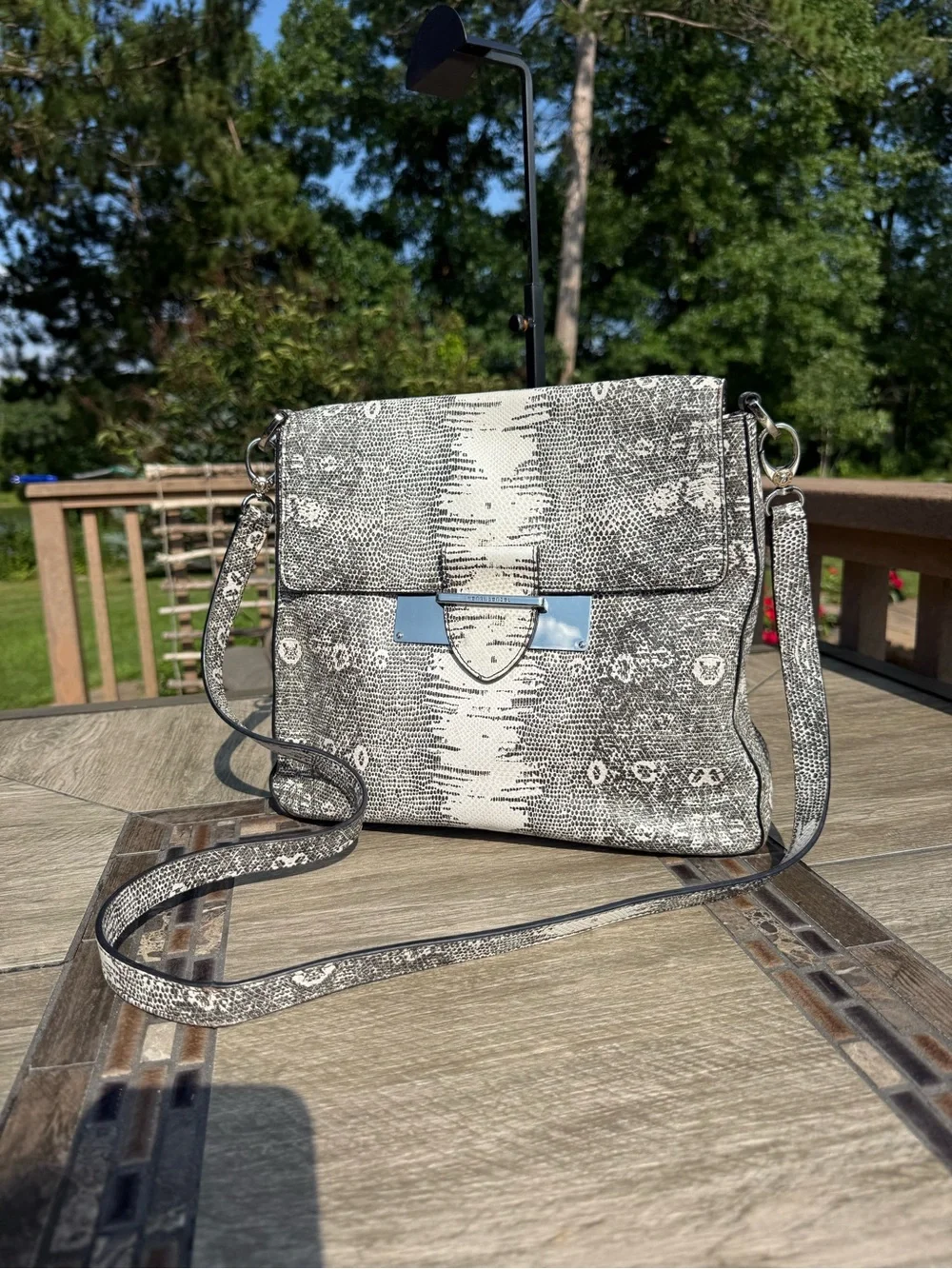 EUC Henri Bendel Faux Snakeskin Convertible Crossbody Bag